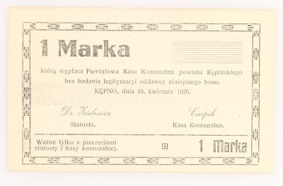 Kępno Powiatowa Kasa Komunalna,1 marka 10.04.1920