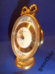 Piękny mosiężny stary zegar -budzik-Szwajcar