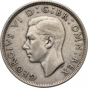 Anglia,1/2 korony 1945, Georg VI, st 3+