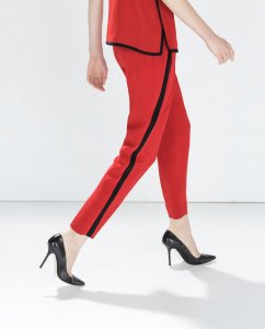 Zara L eleganckie czerwone spodnie z lampasami NEW - 6520203382 - oficjalne  archiwum Allegro