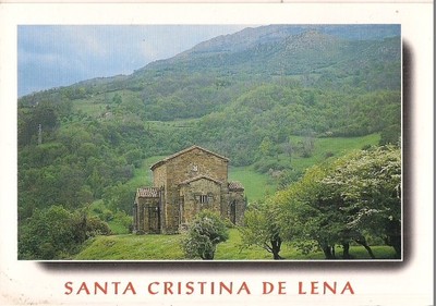 pocztówka SANTA CRISTINA DE LENA Kościół HISZPANIA