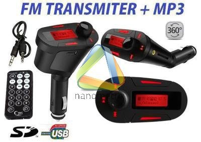 TRANSMITER CAR FM MP3 SD USB PILOT CZERWONY