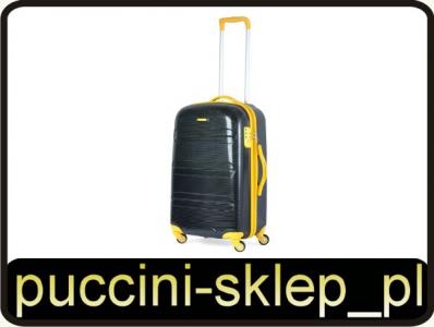 NEW  Średnia walizka PUCCINI PC012 czarno-żółta
