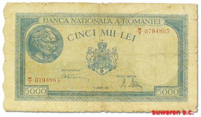 17.Rumunia, M.I, 5 000 Lei 1945, P.56.a, St.4