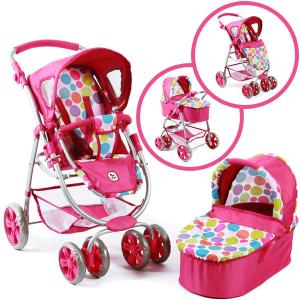 Wózek dla lalek Bellina 2 w 1! różowy wzór 2015!