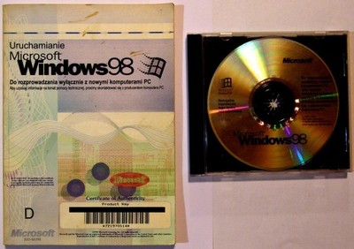 Windows 98 wydanie I.Nośnik + broszura + licencja.