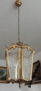 Duża wisząca lampa żyrandol 3 żarówki mosiądz