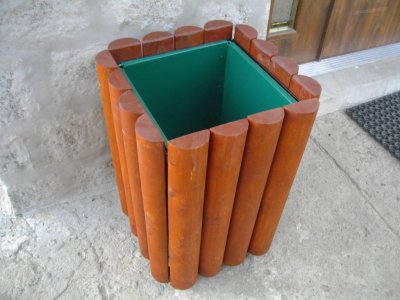 Kosz na śmieci 45 litr met-drewno kwadrat półwałek
