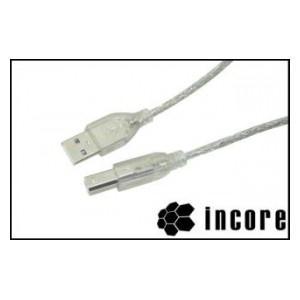 Kabel Incore USB 2.0 A-B M/ M 3,0m przezroczysty