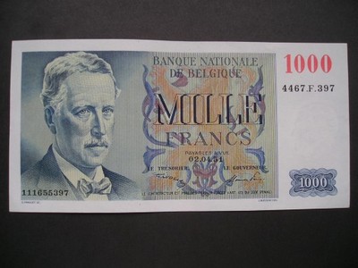 Belgia - 1000 franków - 1951 - stan UNC