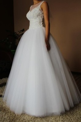 Suknia ślubna tiul brokat dla księżniczki 34XS 36S