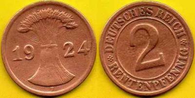 NIEMCY  2 Rentenpfennig  1924 r  F
