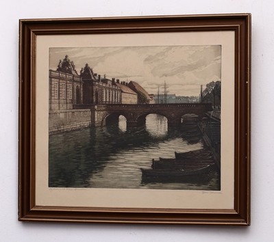 Most w Kopenhadze- przepiękny obraz, grafika!