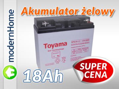 Akumulator żelowy Toyama 12V 18Ah SOLARNY