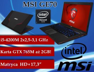 MSI GE70 17,3 HD+ i5-4200 8GB 750GB GTX765-2GB