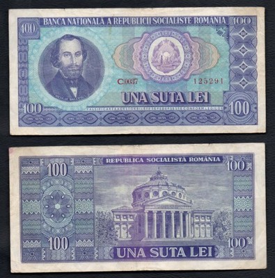 100 lei 1966 rok RUMUNIA. Ciekawy banknot.