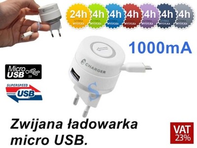 Uniwersalna zwijana ładowarka USB micro USB 1A 12V - 5507055142 - oficjalne  archiwum Allegro