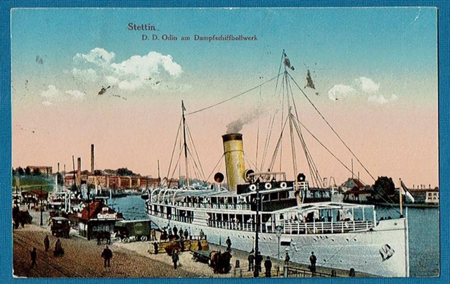 Szczecin. Port. Parowiec Odin 1919 rok