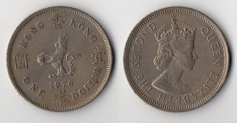 HONGKONG BRYTYJSKI 1970 1 DOLLAR