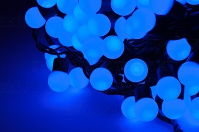 LAMPKI CHOINKOWE BLUE KULE GRUBY KABEL 100LED 10M