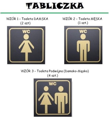 Tabliczka tablica znak TOALETA DAMSKA MĘSKA WC 8x8