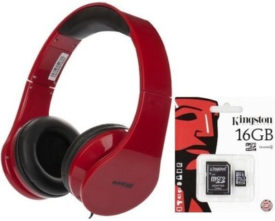 NowE słuchawki ET-9207 BARREL RED + KINGSTON 16GB