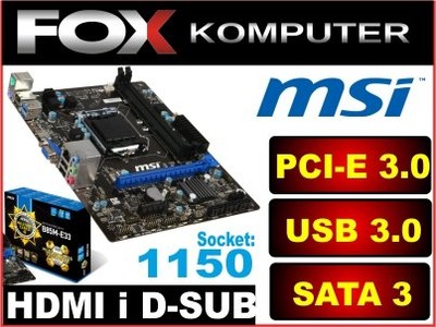 Płyta MSI B85M-E33 USB 3.0, SATA3, PCI-E 3 - BOX_!