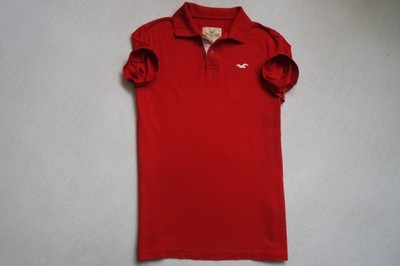 HOLLISTER koszulka polo czerwona logowana fitch__L