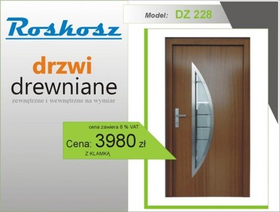 Drzwi zewnętrzne wejściowe drewniane 74 mm DZ 228