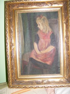 Obraz ze strychu Portret Dziewczynki olej