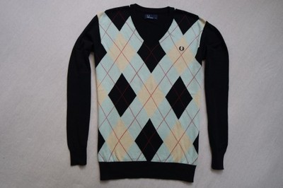 FRED PERRY sweter sweterek czarny logowany____M/L