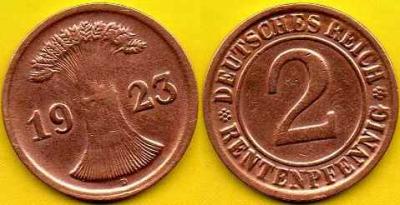NIEMCY  2 Rentenpfennig  1923 r  D