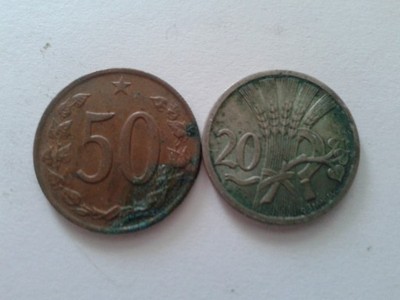 Czechosłowacja- 20 i 50 hal. 1927 i 1950 r
