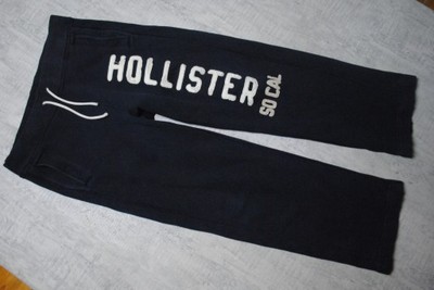 HOLLISTER__granatowe spodnie dresowe_duże logo_L
