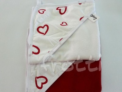 ręcznik kapturkiem kąpielowy biały czerwony serca