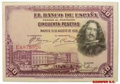 12.Hiszpania, 50 Peset 1928, P.75.b, St.2/3+