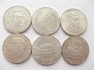 6 x moneta 25 szilingów Austria każda inna