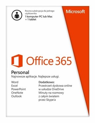 Office 365 Personal 2016 Subskrypcja 1 ROK