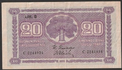 Finlandia - 20 markkaa - 1939 rok