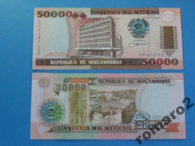 Mozambik Banknot 50000 Meticais 1993 P-138 UNC !!