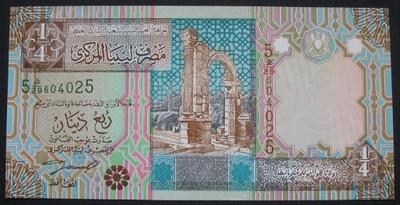 Libia - 1/4 dinara - 2002 - stan bankowy UNC