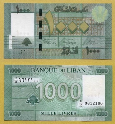 -- LIBAN 1000 LIVRES 2012 K/15 P90new UNC