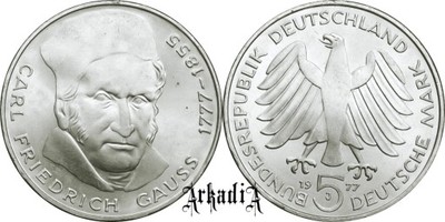 Niemcy - 5 marek 1977 - Fryderyk Gauss !!!