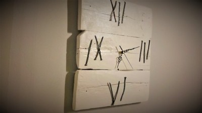 Zegar drewniany, z desek, na ścianę, 40 cm, biały - 6656237873 - oficjalne  archiwum Allegro