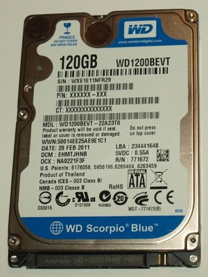 Dysk 2,5&quot; WD WD1200BEVT 120GB SATA