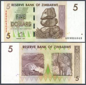 ### ZIMBABWE - P66 - 2007 - 5 DOLARÓW