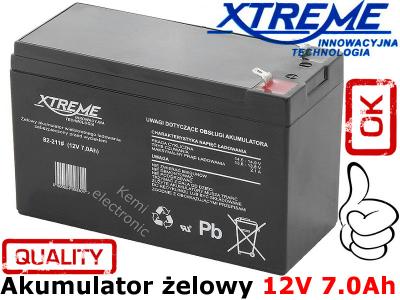 Akumulator żelowy XTREME 12V 7Ah ups alarm skuter