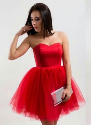 Czerwona, tiulowa sukienka idealna na wesele - 6799056787 - oficjalne  archiwum Allegro