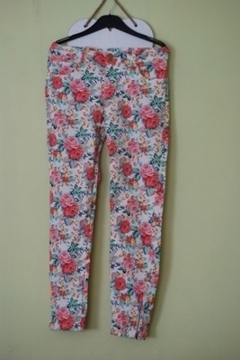 Spodnie floral wysoki stan S/M ORSAY rurki
