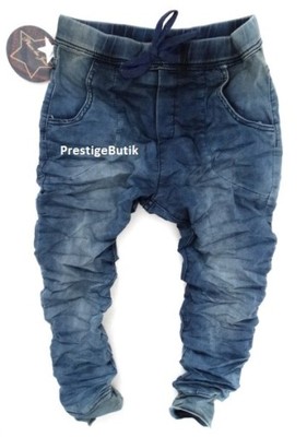 Włoskie dresowe jeansy BAGGY jeansowe miejskie XS